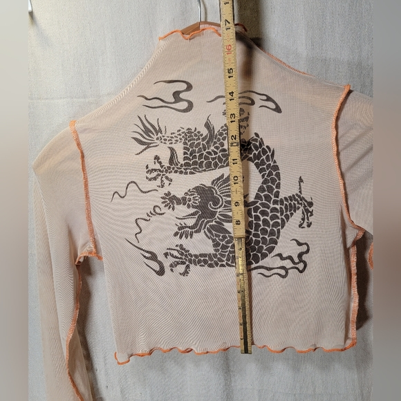 Oriental Dragon Turtle Neck Shirt Sheer & unique Ready for a day out or a party. - Picture 7 of 9